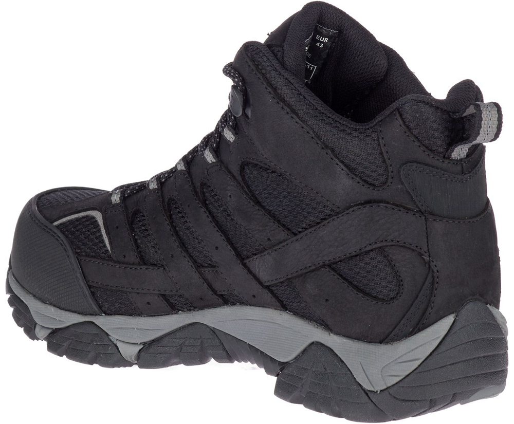 Botas Homem - Merrell Moab Vertex Mid Waterproof Comp Toe Wide Width - Pretas - KUR503187